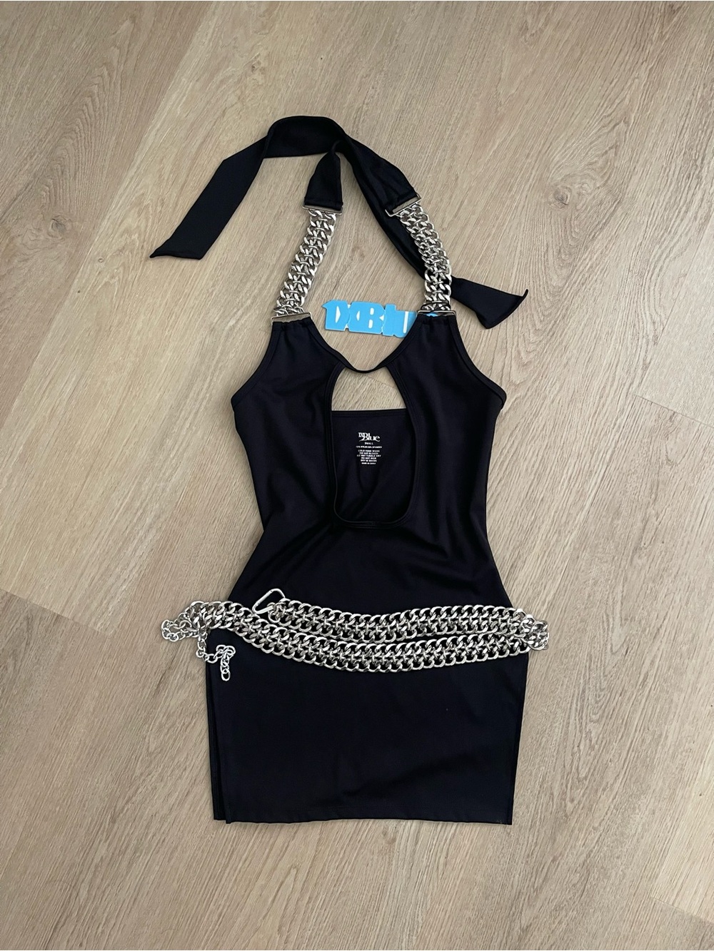 1xblue Chain Mini Dress